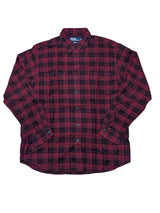 Polo Ralph Lauren Shirt M Dark Red Plaid Cotton Flannel