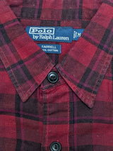 Ralph Lauren Shirt M Dark Red Plaid Cotton Flannel