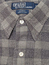 Polo Ralph Lauren Shirt M Dark Grey Plaid Heavy Cotton