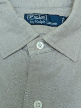 Ralph Lauren Shirt L Beige Herringbone Cotton Flannel