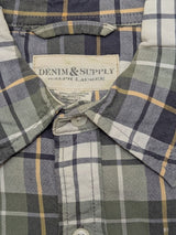 Ralph Lauren Shirt M Green/Blue Rugged Plaid Cotton