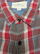 Ralph Lauren Shirt M Red blue/Taupe Rugged Plaid Cotton