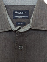 Hackett Shirt M Grey Herringbone Cotton