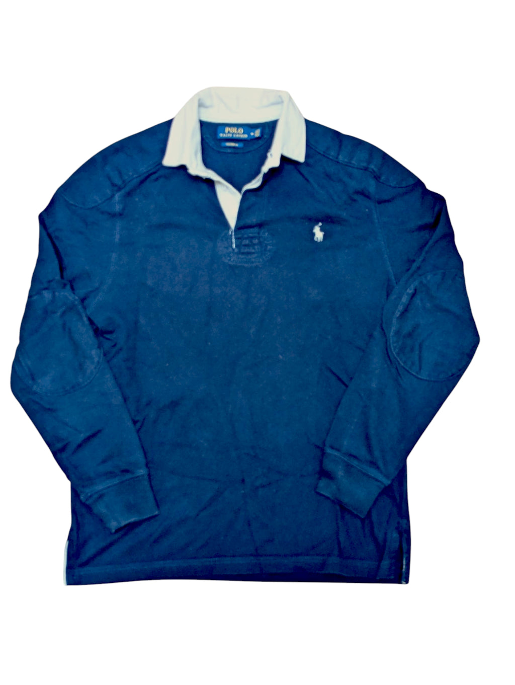 Polo Ralph Lauren Rugby Shirt M Navy Blue Slim Custom Fit