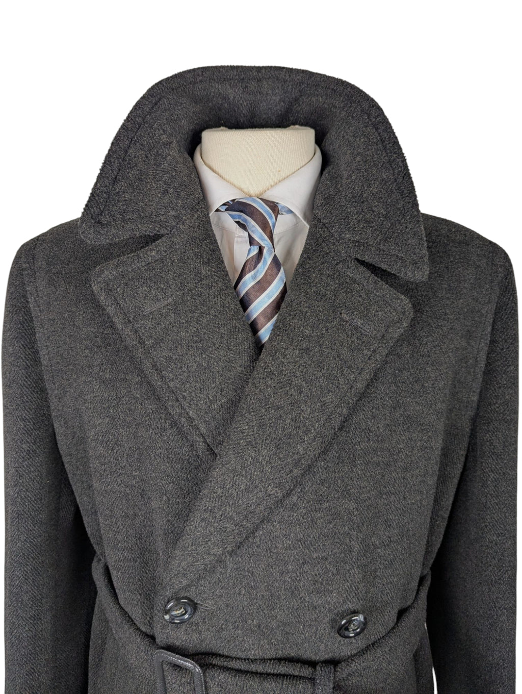 90s BURTON×CROMBIE wool court ユーロ ウールコート Vintage Burton Crombie Belted DB Great Coat XL 43/44R Charcoal