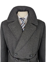 Vintage Burton Crombie Belted DB Great Coat XL 43/44R Charcoal Heavy Wool
