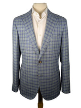 Benjamin Reda Sport Coat Spring Green Blue Check Soft Shoulder Wool