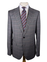 Benjamin Cerruti Suit Grey w/Burgundy Plaid Wool