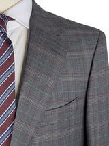 Benjamin Cerruti Suit Grey w/Burgundy Plaid Wool