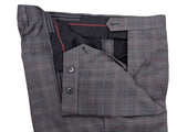 Benjamin Cerruti Suit Grey w/Burgundy Plaid Wool