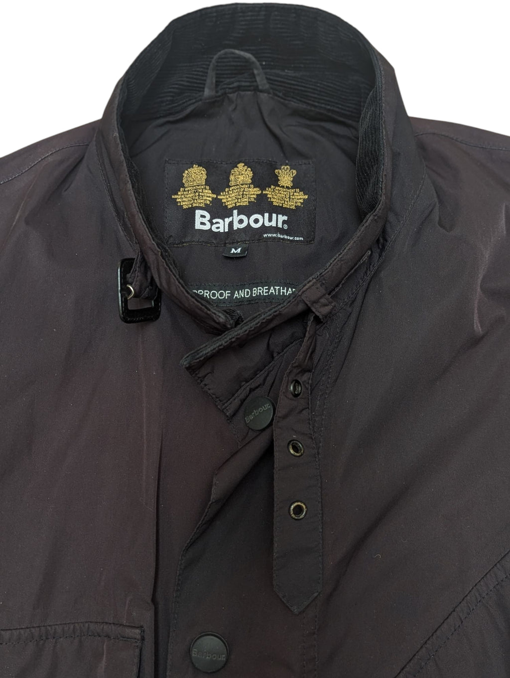 Barbour Belted Jacket M Black Featherweight Waterproof Polyester