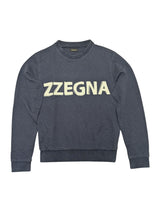 Zegna S Soft Navy Blue Logo Patch Sweatshirt