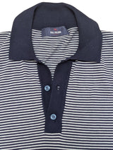 Pal Zileri Knit Polo M/50 Navy/White Striped Cotton