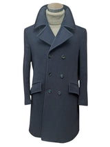 Vintage Harry British DB Long Pea Coat M/40R Navy Blue Wool