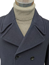 Vintage Harry British DB Long Pea Coat M/40R Navy Blue Wool