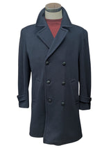 Vintage Greenwoods British DB Long Peacoat L/42 Navy Blue Wool