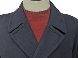 Vintage Greenwoods British DB Long Peacoat L/42 Navy Blue Wool