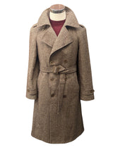 Vintage DB Raglan Balmacaan Coat S 36/38R Light Brown Herringbone Tweed Wool
