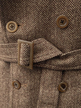 Vintage DB Raglan Balmacaan Coat S 36/38R Light Brown Herringbone Tweed Wool