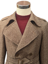 Vintage DB Raglan Balmacaan Coat S 36/38R Light Brown Herringbone Tweed Wool
