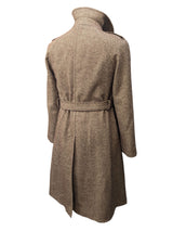 Vintage DB Raglan Balmacaan Coat S 36/38R Light Brown Herringbone Tweed Wool
