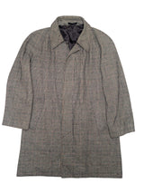 Vintage Dannimac Balmacaan Raglan Coat L/42R Grey Prince of Wales Burgundy Plaid Pure Wool