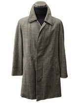 Vintage Dannimac Balmacaan Raglan Coat L/42R Grey Prince of Wales Burgundy Plaid Pure Wool
