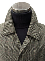 Vintage Dannimac Balmacaan Raglan Coat L/42R Grey Prince of Wales Burgundy Plaid Pure Wool