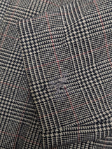 Vintage Dannimac Balmacaan Raglan Coat L/42R Grey Prince of Wales Burgundy Plaid Pure Wool