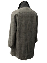 Vintage Dannimac Balmacaan Raglan Coat L/42R Grey Prince of Wales Burgundy Plaid Pure Wool