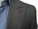 Bella Spalla Sport Coat 38R Forest Green Check 2-button Peak Pure Wool *Sample
