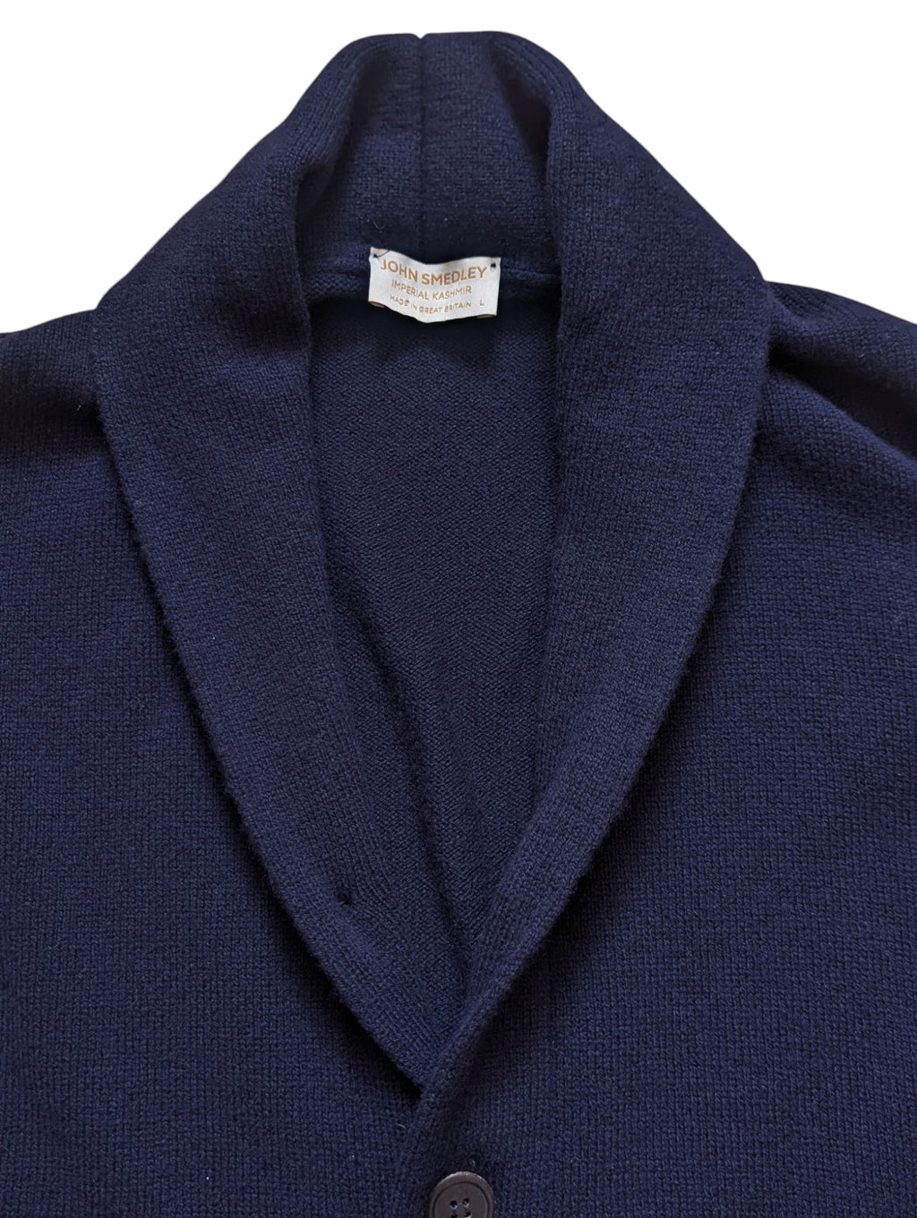 John Smedley Shawl Cardigan L Navy Imperial Cashmere Merino