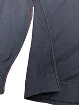 Paul Smith Cardigan Sweater L Navy Brown Trimmed Cotton/Wool