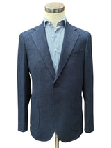 Benjamin Zegna Sport Coat Dark Royal Blue Plaid Soft Shoulder Wool