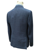 Benjamin Zegna Sport Coat Dark Royal Blue Plaid Soft Shoulder Wool