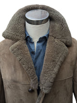 Vintage Baily's Leather Lamb Shearling Coat M/40 Beig 3-Button