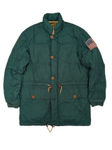 Vintage Polo Ralph Lauren US Flag Down Coat S/M Green Polyester Rare Ltd Edition