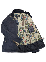 Barbour x William Morris Ladies Light Waxed Jacket S/M 6 US Navy Cotton RARE!