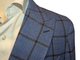Benjamin Tallia Delfino DB Sport Coat Soft Blue Windowpane Plaid Wool