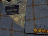 Benjamin Tallia Delfino DB Sport Coat Soft Blue Windowpane Plaid Wool