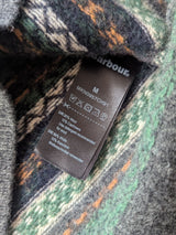 Barbour Sweater M SLIM Charcoal/Green Fair Isle Wool/Cashmere