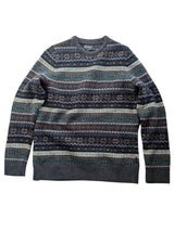 Barbour Sweater M SLIM Charcoal/Green Fair Isle Wool/Cashmere