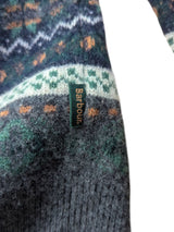 Barbour Sweater M SLIM Charcoal/Green Fair Isle Wool/Cashmere