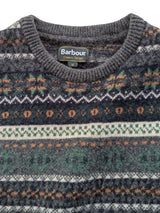 Barbour Sweater M SLIM Charcoal/Green Fair Isle Wool/Cashmere