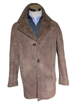 Vintage Morlands Leather Lambsuede Shearling Coat S/38 Light Brown