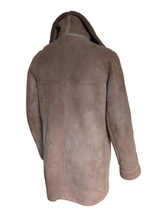 Vintage Morlands Leather Lambsuede Shearling Coat S/38 Light Brown