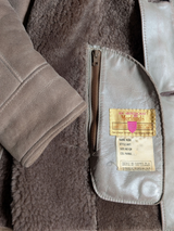 Vintage Morlands Leather Lambsuede Shearling Coat S/38 Light Brown