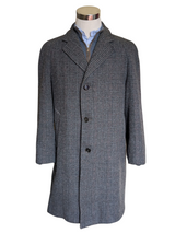 Vintage Burton Royal Warrant Raglan Coat L/42 Charcoal Blue Plaid 3-button Heavy Wool