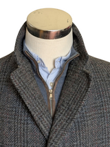 Vintage Burton Royal Warrant Raglan Coat L/42 Charcoal Blue Plaid 3-button Heavy Wool