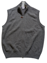 Gran Sasso Zip Cardigan Sweater Vest M Grey Wool/Cashmere